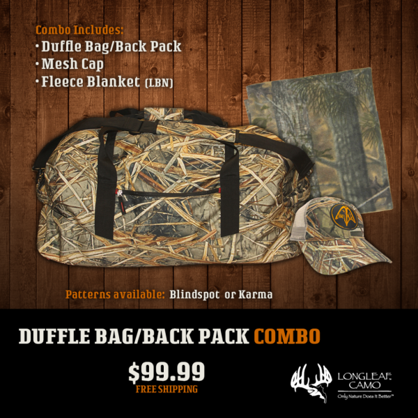 Duffle/Backpack, Blanket, Cap Combo - Longleaf Camo