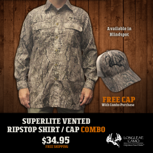 Superlite Vented Ripstop Shirt and Cap Combo - Longleaf Camo